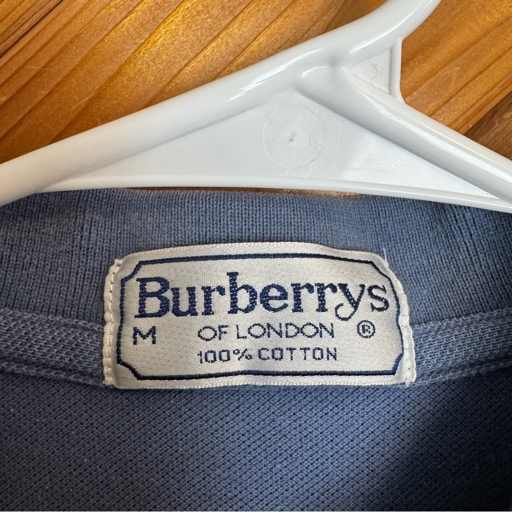 Vintage Burberry Men's Blue Polo Shirt Size Medium - Picture 3 of 5